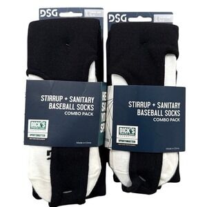 DGS Stirrup + Sanitary Baseball Socks Men's Large 4-Pair NWT (2 packs of 2)